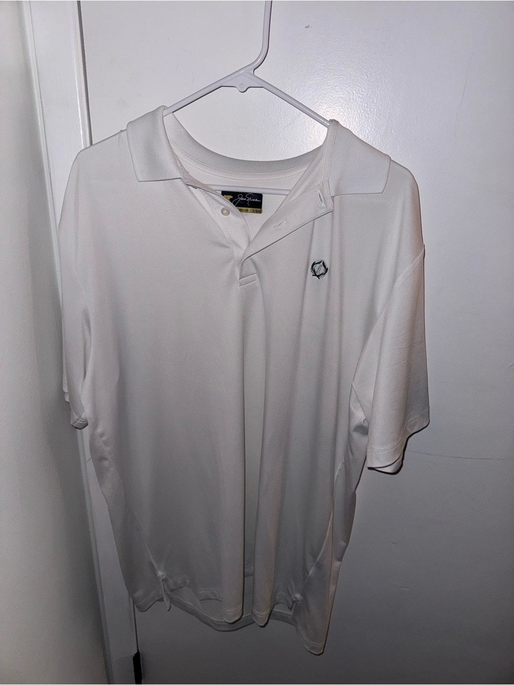 Jack Nicklaus Men's Large White Performance Golf Polo Shirt Golden Bear Logo